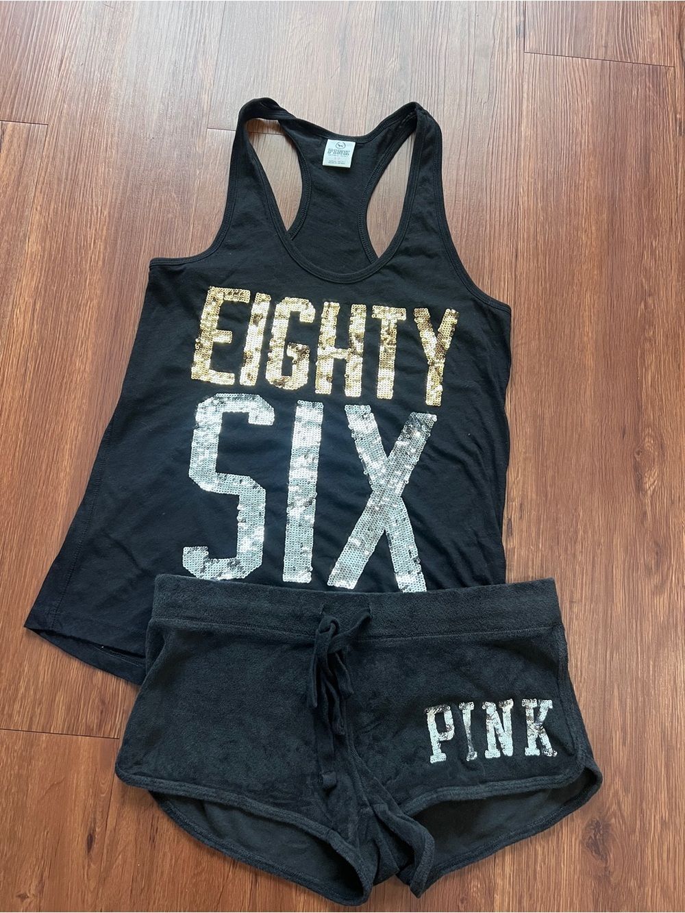 VS PINK 86 BLING TANK/SHORTS SET S/XS